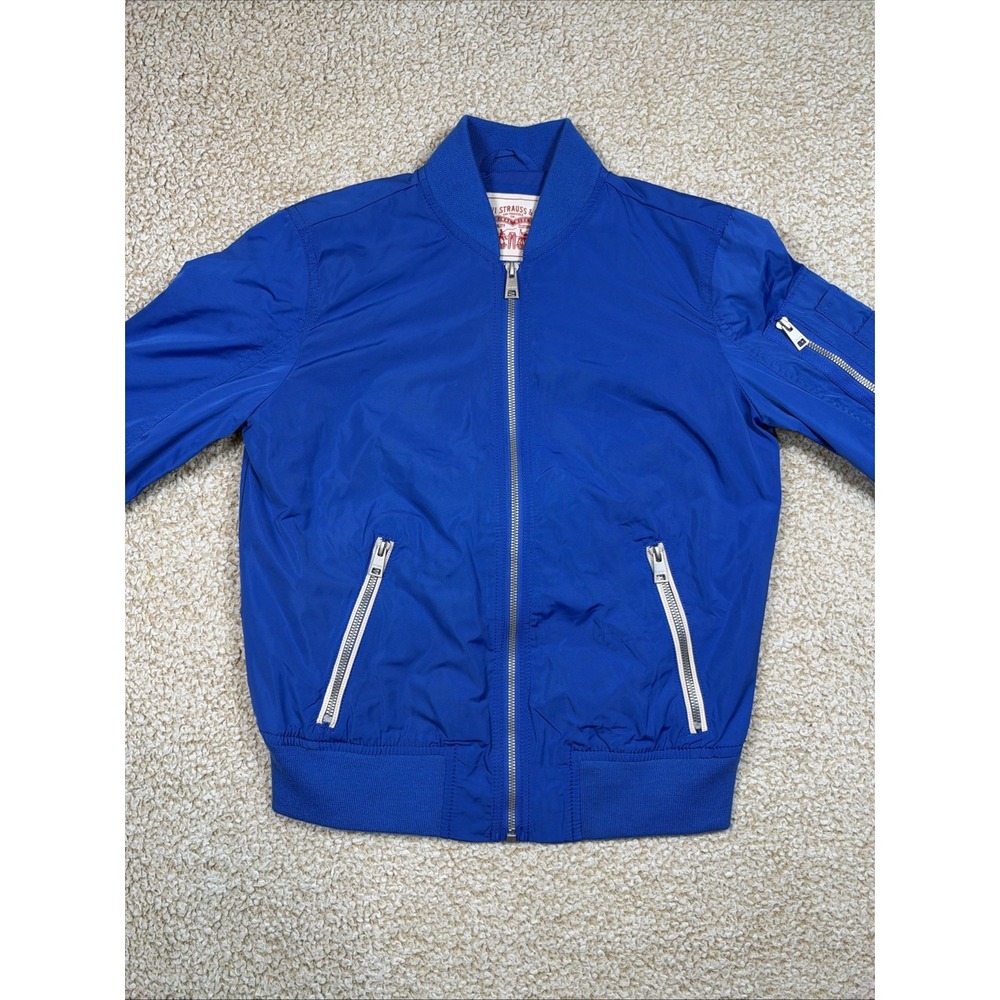 NWT Levi's Melanie Bomber Jacket Women's Size XS Bright Blue Zip Pockets NEW